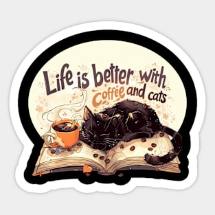 Coffee, Cats, and Cozy Reads Sticker